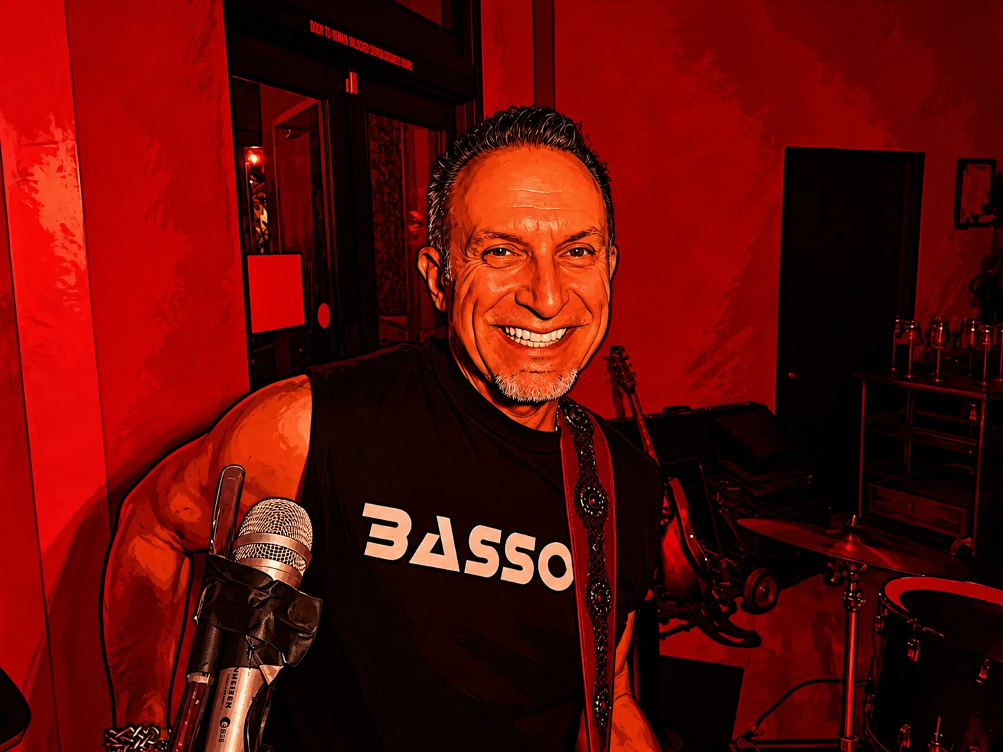 The 212 Band performing under red stage lights