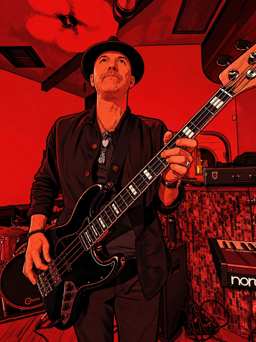 Jake Nelson playing bass with The 212 Band